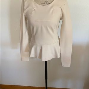 French Connection long sleeve, peplum top, winter white